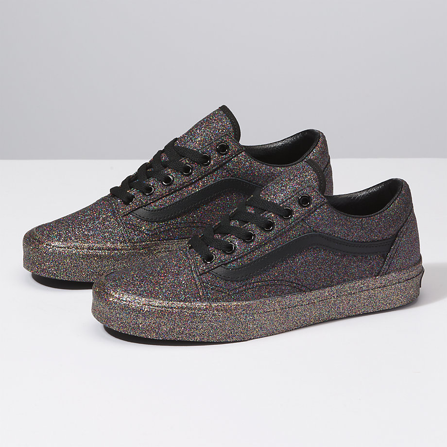 Vans Bayan Spor Ayakkabı Rainbow Glitter Old Skool Siyah | 80885-919